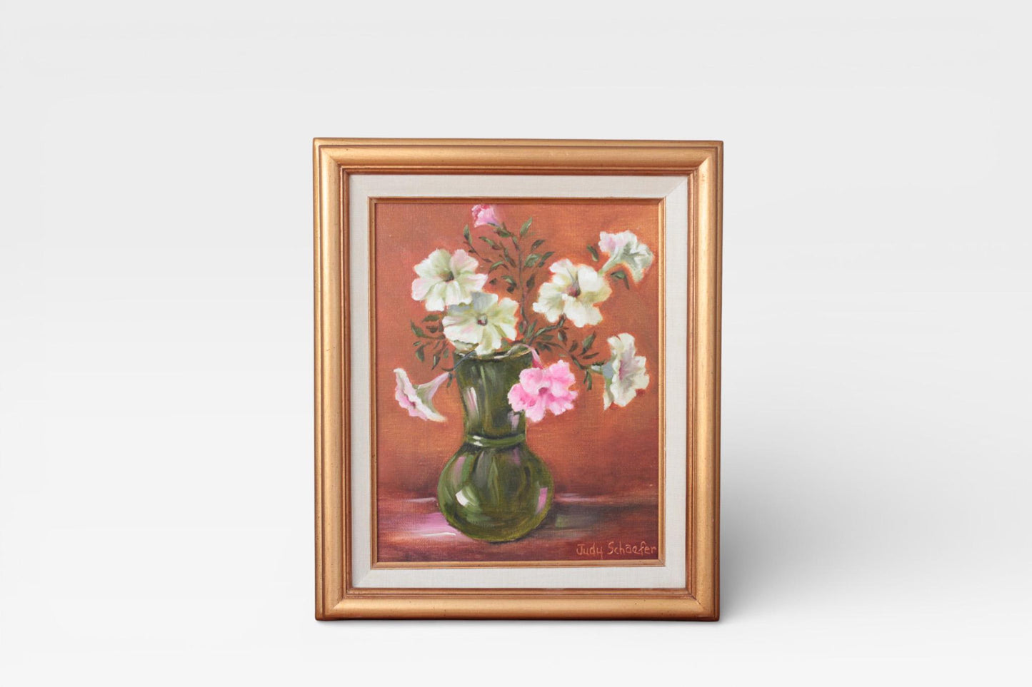 Vintage Floral Still Life Oil Painting in Gilt Wood Frame | Original Wall Art