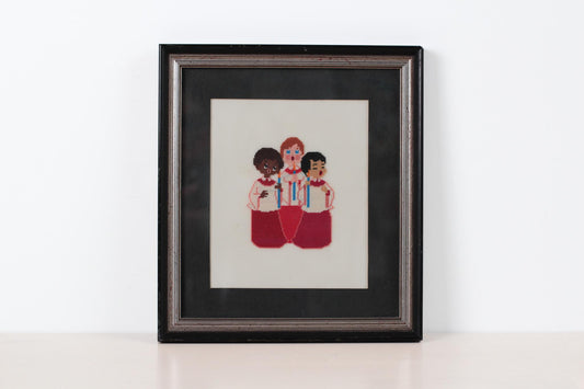 Vintage Framed Needlepoint of Church Choir Children