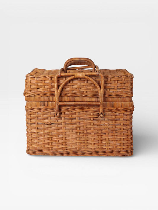 Vintage Wicker Picnic Basket with Handles