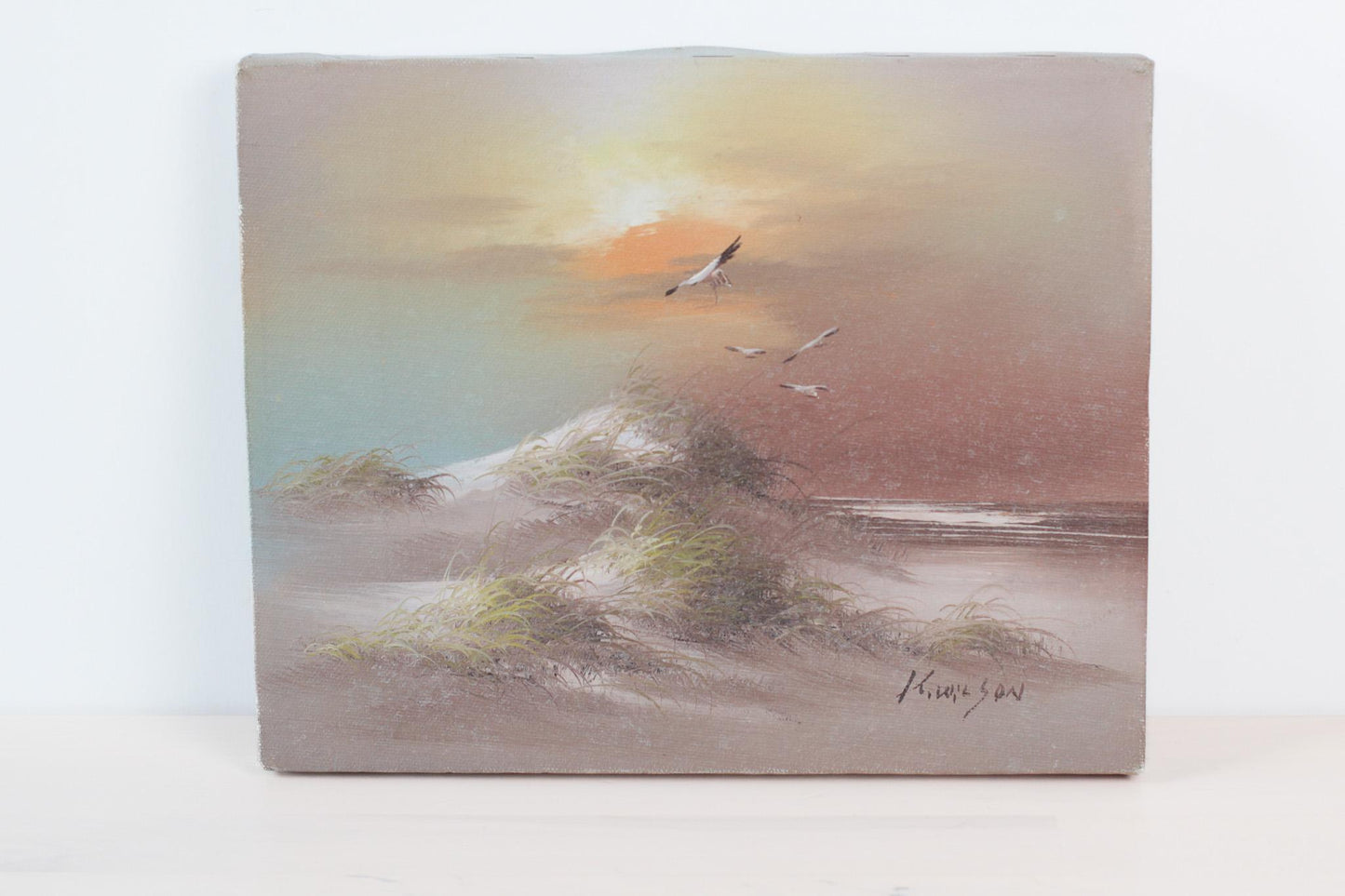 Vintage Original Oil Painting of Coastal Dune Seascape | Signed by Artist