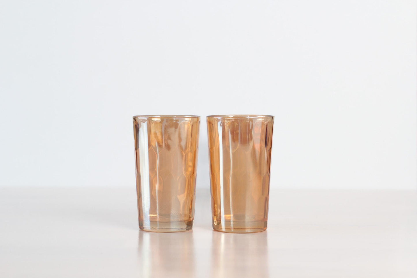 Vintage Marigold Carnival Glass Tumblers | Iridescent Pressed Glass