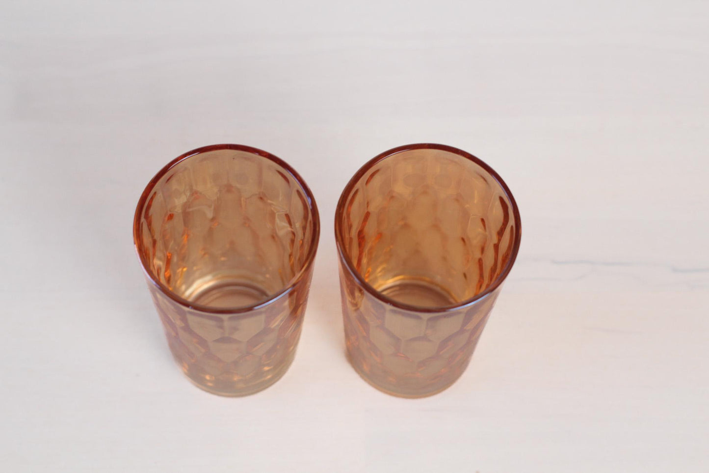 Vintage Marigold Carnival Glass Tumblers | Iridescent Pressed Glass