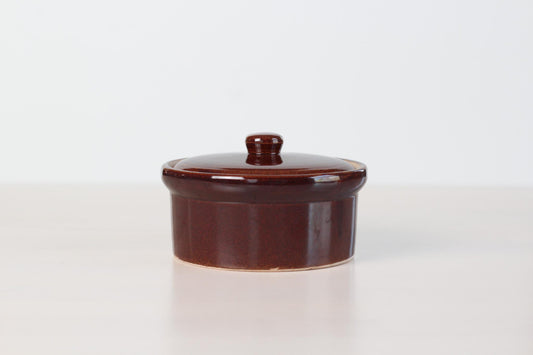 Vintage Brown Stoneware Crock with Lid, Made in Japan