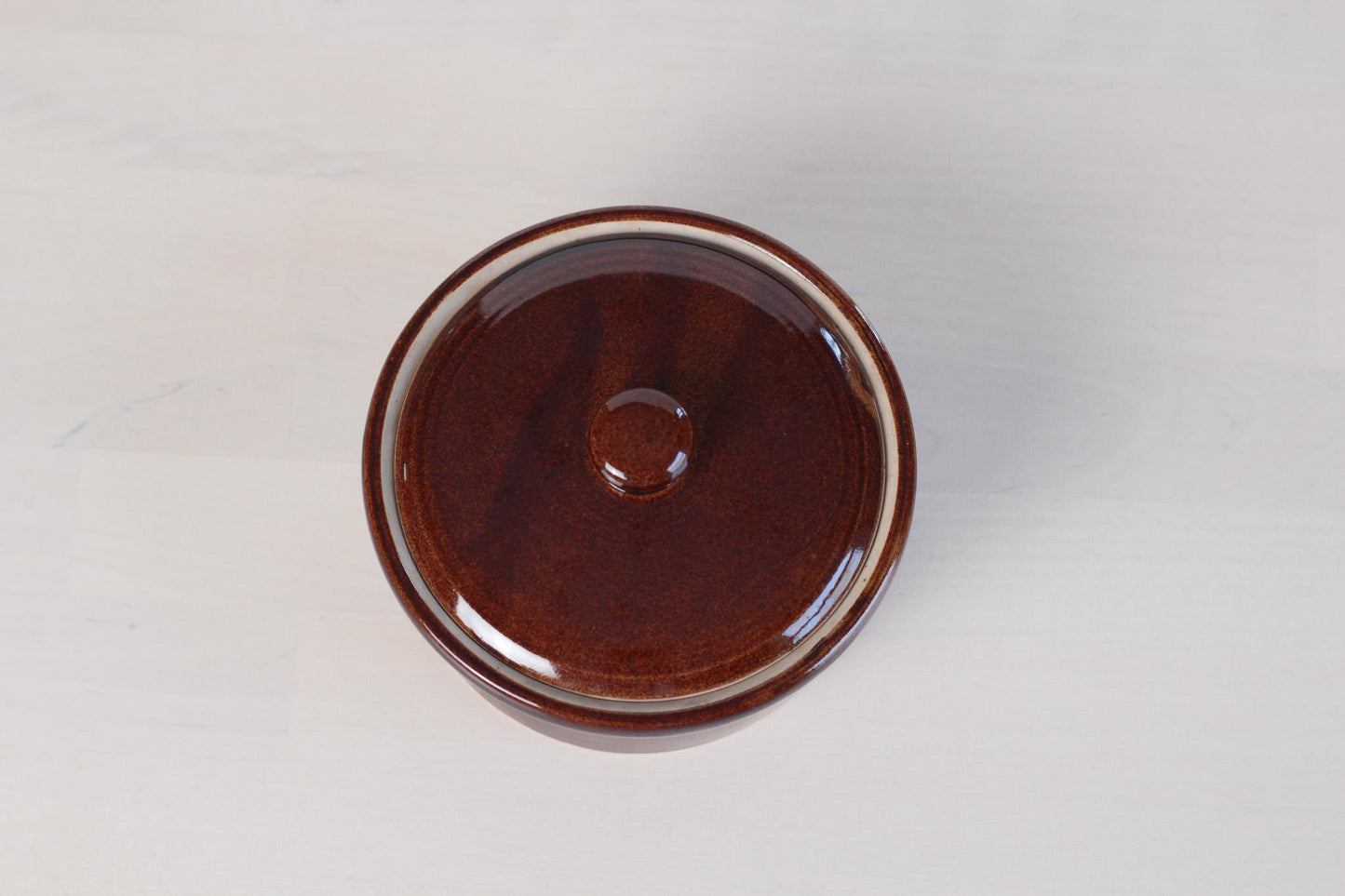 Vintage Brown Stoneware Crock with Lid, Made in Japan