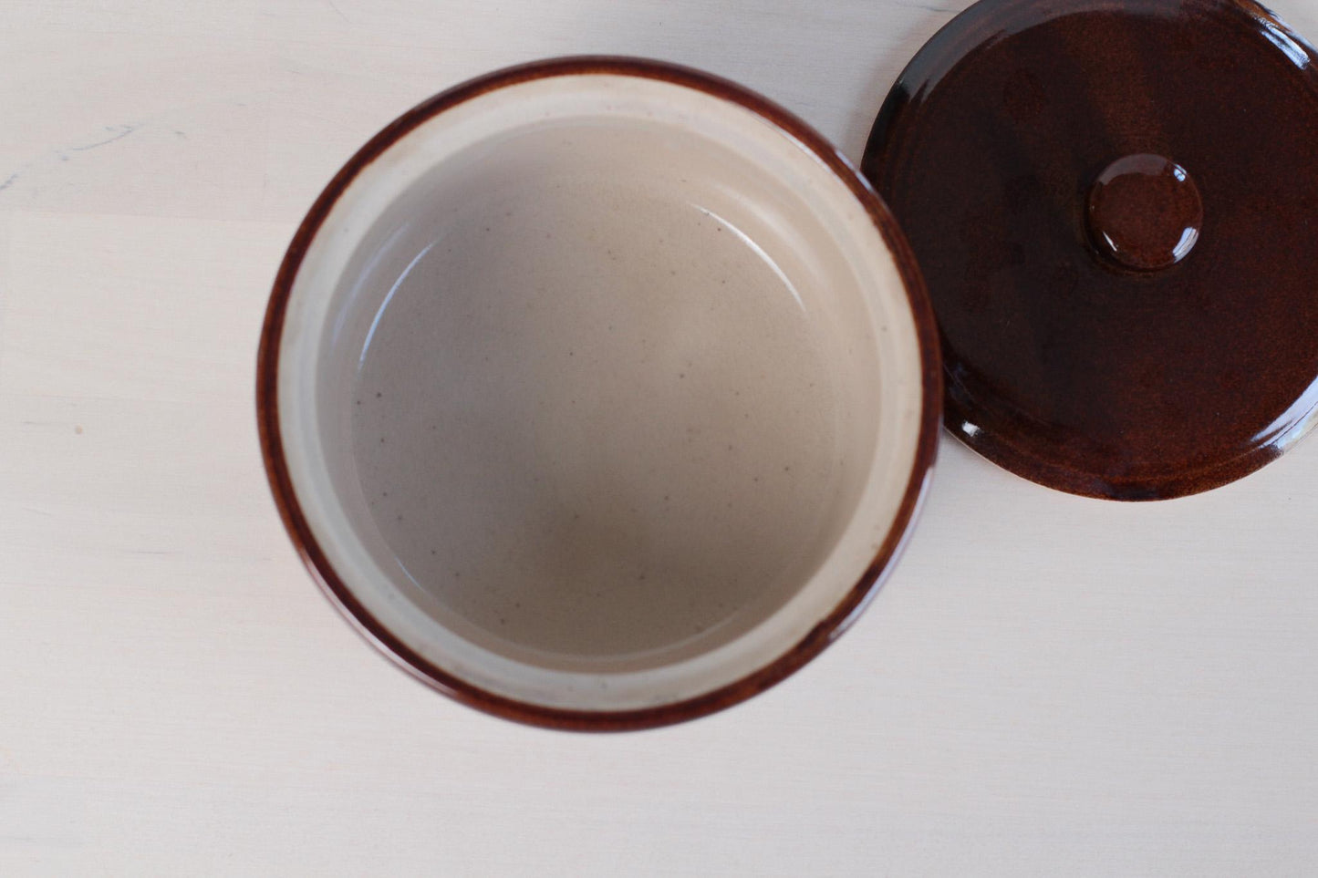 Vintage Brown Stoneware Crock with Lid, Made in Japan