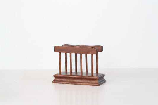 Vintage Wooden Tabletop Napkin Holder with Scalloped Edge