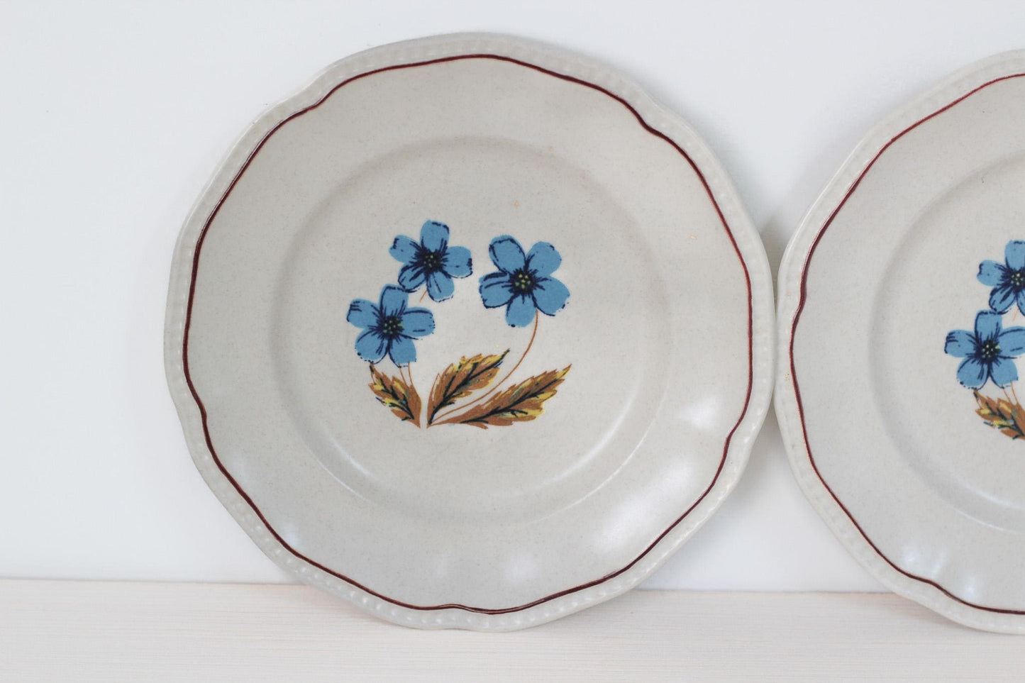 Vintage Blue Floral Kensington Staffordshire Ironstone Bread Plate, Made in England | Cottage Dinnerware