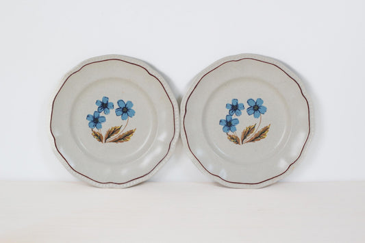 Vintage Blue Floral Kensington Staffordshire Ironstone Bread Plate, Made in England | Cottage Dinnerware