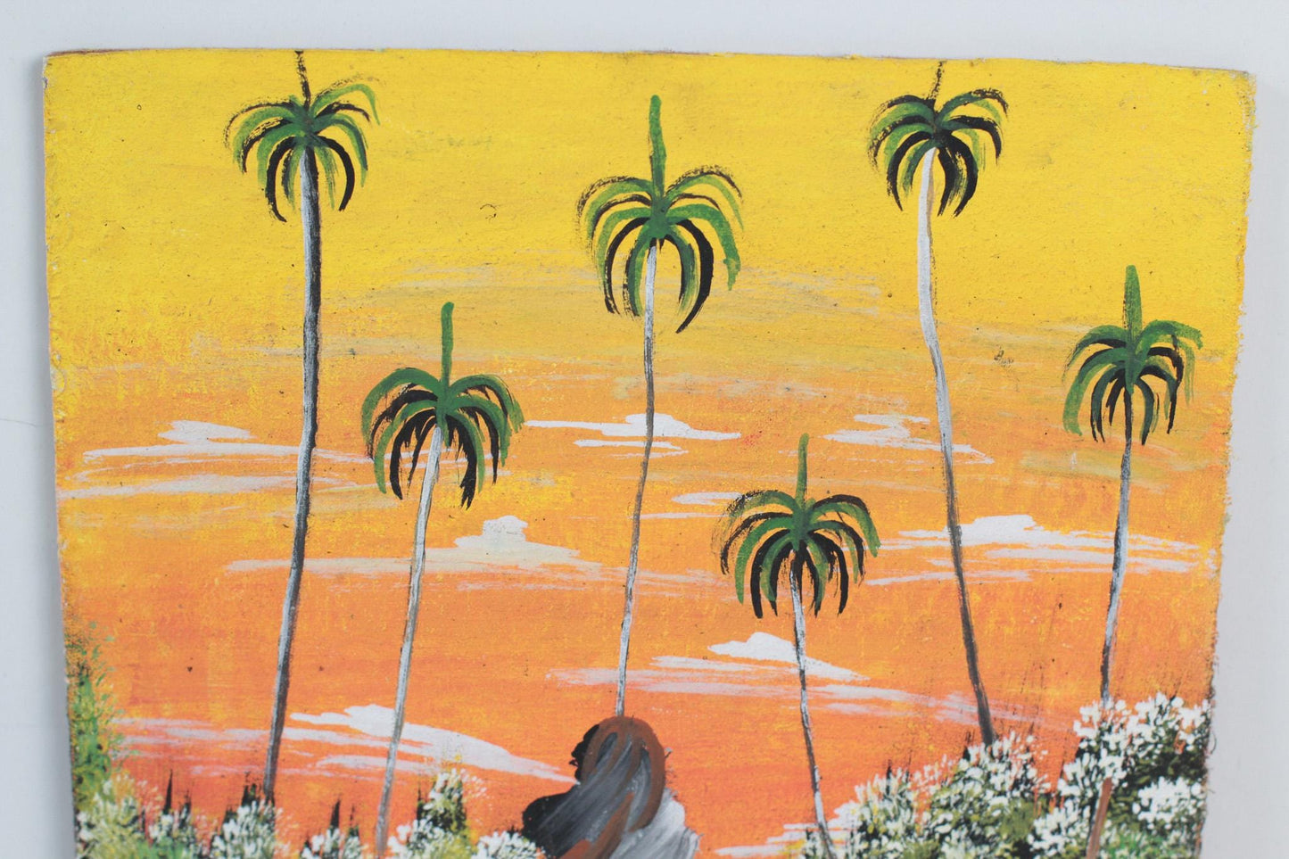 Vintage Haitian Folk Art Painting on Board | Caribbean Wall Art