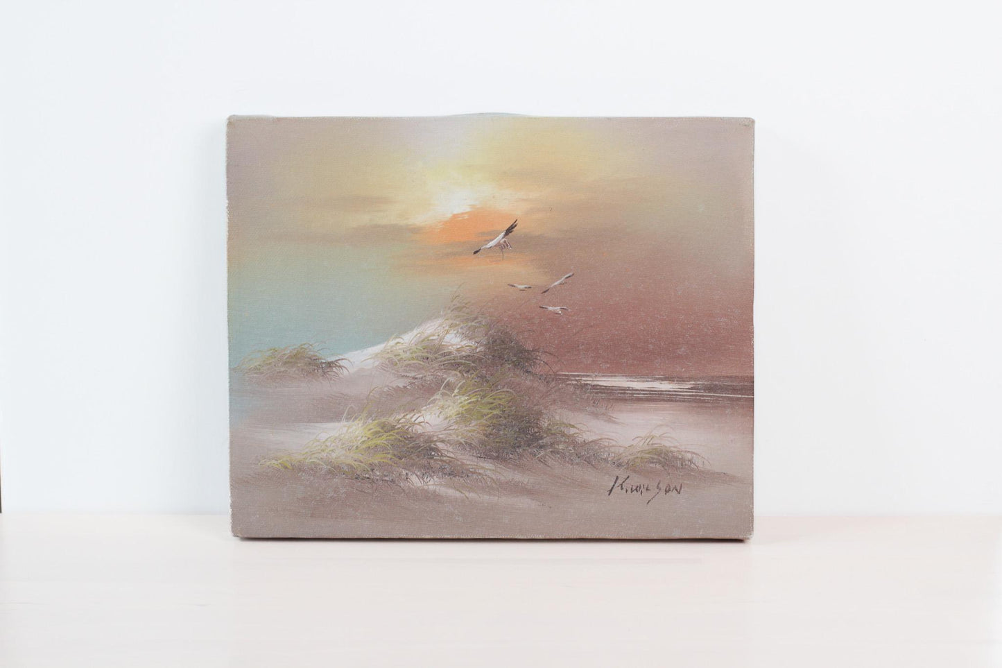 Vintage Original Oil Painting of Coastal Dune Seascape | Signed by Artist
