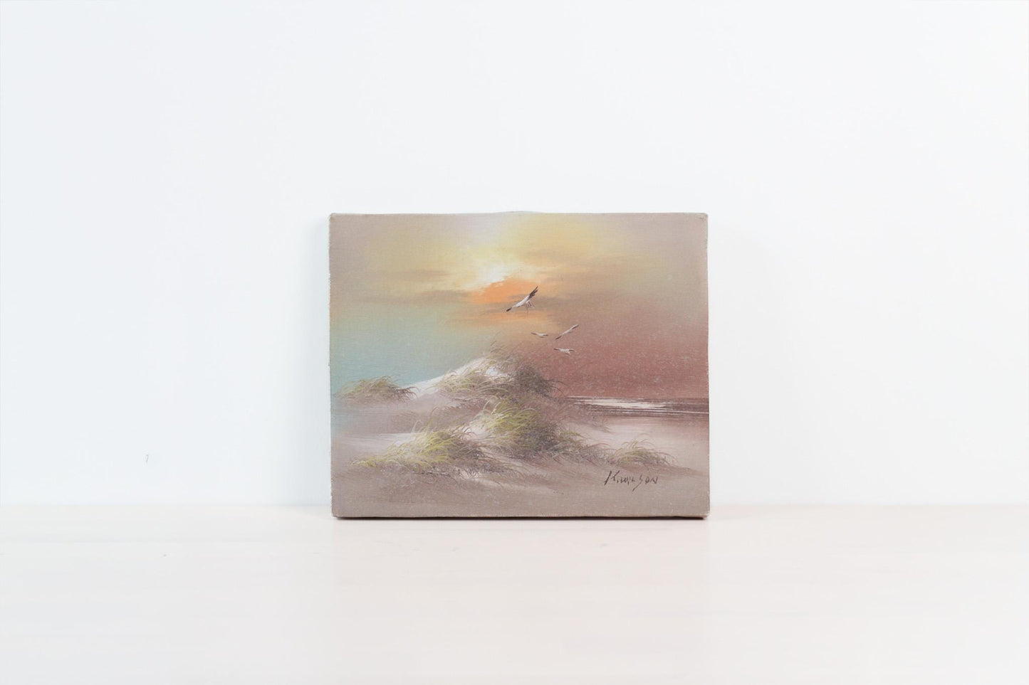 Vintage Original Oil Painting of Coastal Dune Seascape | Signed by Artist