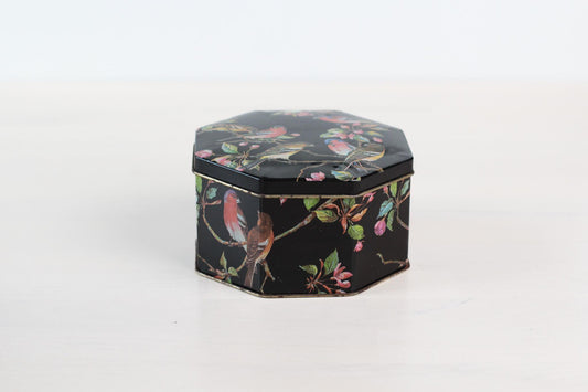 Vintage Songbirds & Florals Octagonal Tin Box | Made in England