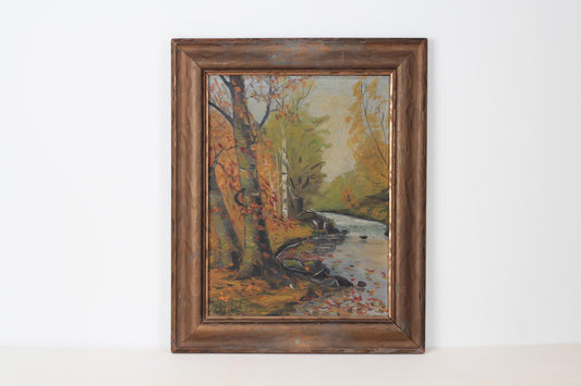 Vintage Framed Fall Landscape Original Painting | Signed by Artist