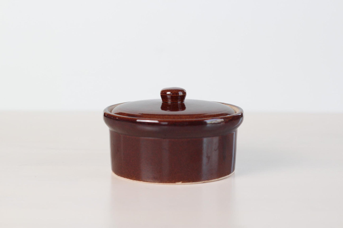 Vintage Brown Stoneware Crock with Lid, Made in Japan