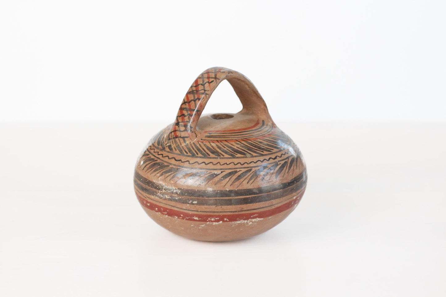 Vintage Mexican Tonala Pottery Round Vessel