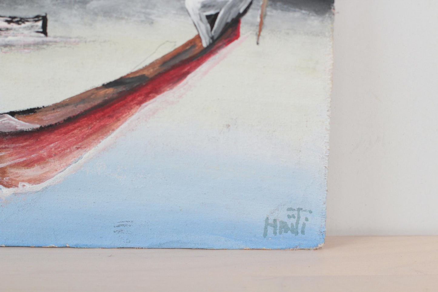 Vintage Haitian Folk Art Painting on Board | Caribbean Wall Art