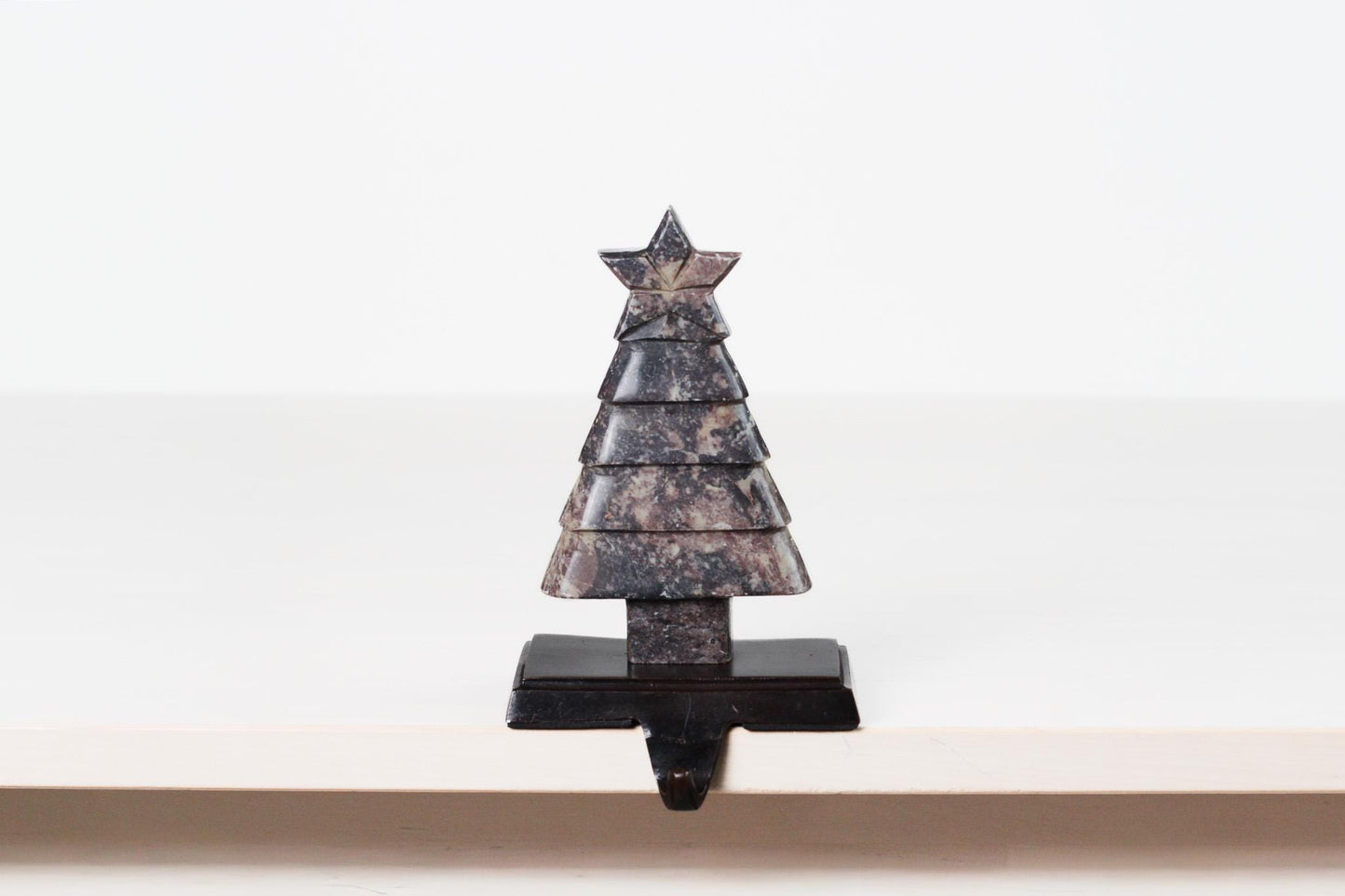 Vintage Carved Soapstone Christmas Tree Stocking Holder