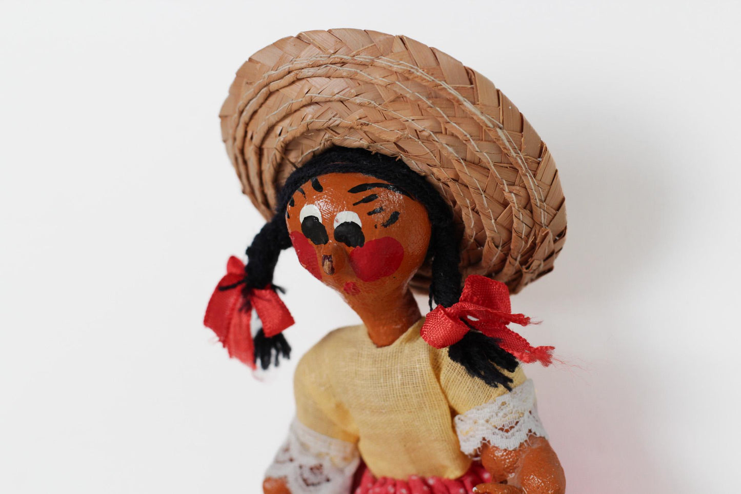 Vintage Mexican Folk Art Doll 7" Tall