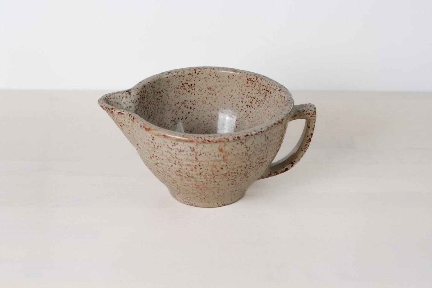 Antique Monmouth Western Stoneware Batter Bowl Pitcher | Primitive Kitchenware