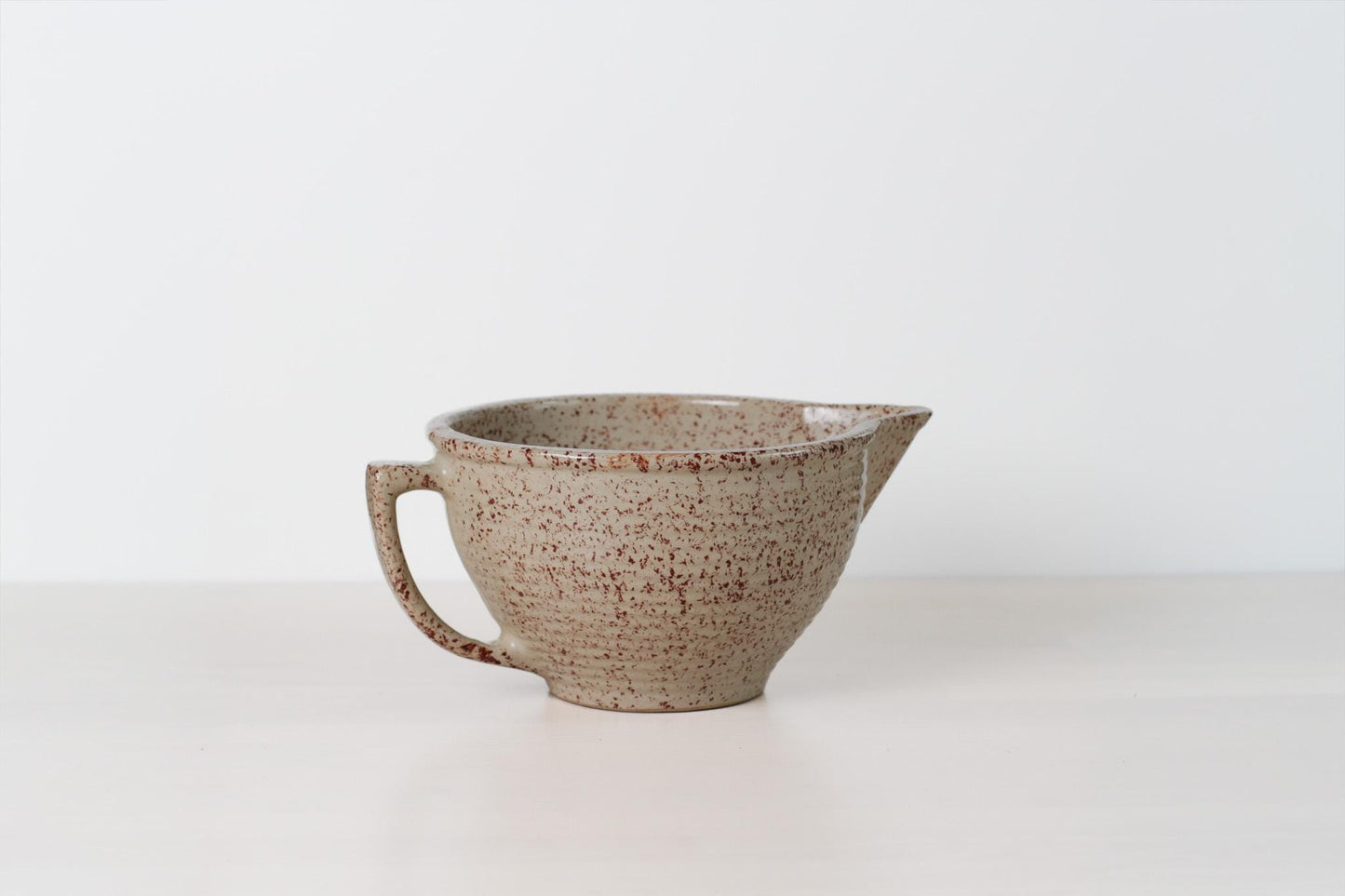 Antique Monmouth Western Stoneware Batter Bowl Pitcher | Primitive Kitchenware