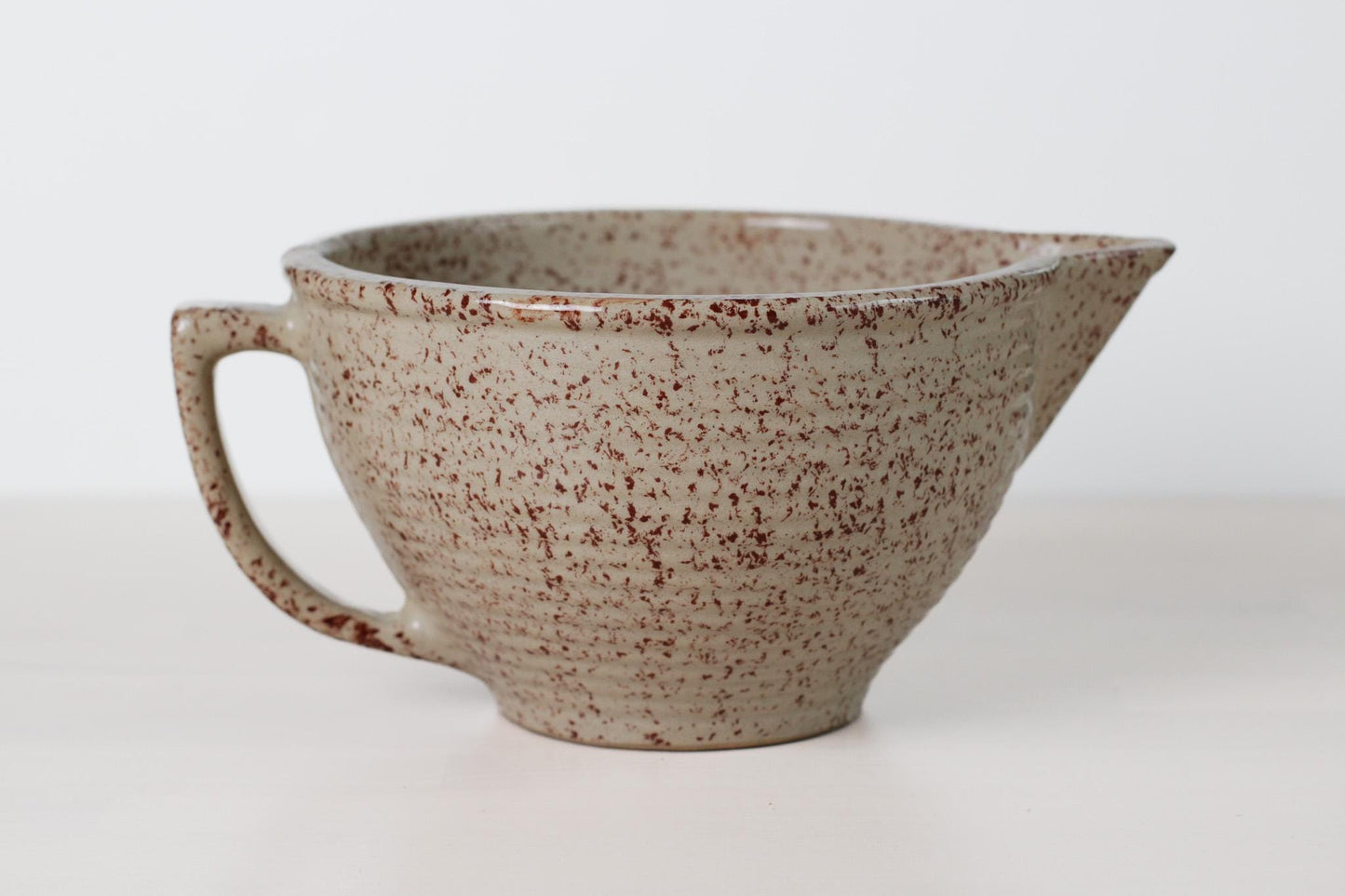 Antique Monmouth Western Stoneware Batter Bowl Pitcher | Primitive Kitchenware