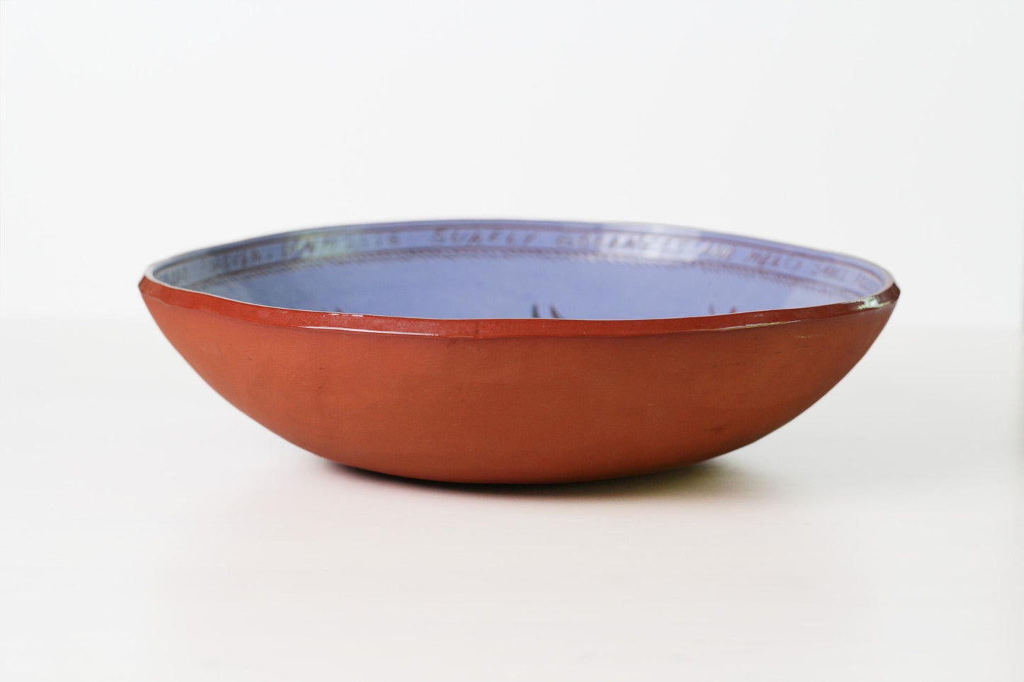 Vintage Redware Sgraffito Pottery Bowl Signed by Artist