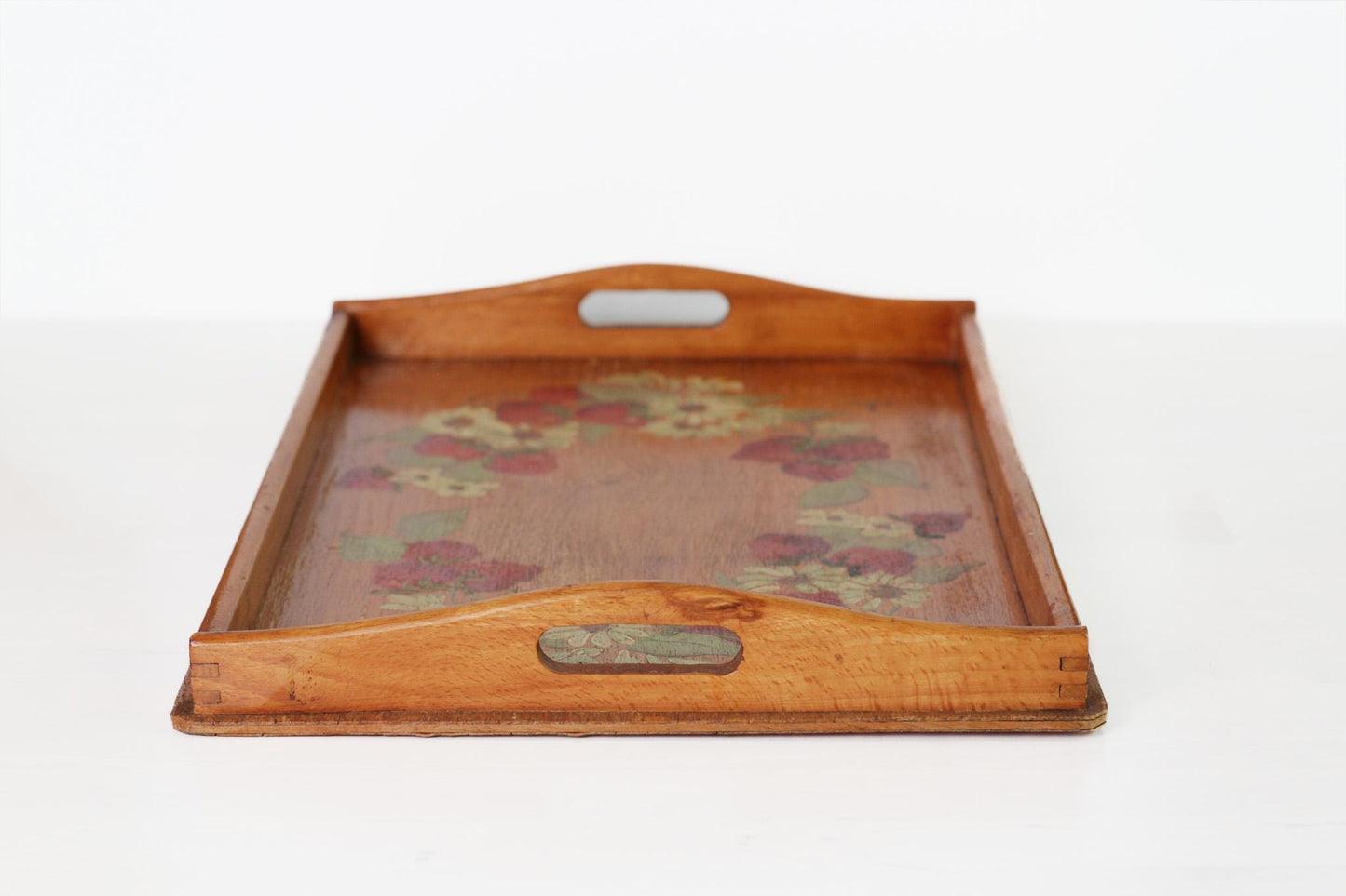 Vintage Hand-Painted Strawberry Wooden Tray | Signed and Dated 1974