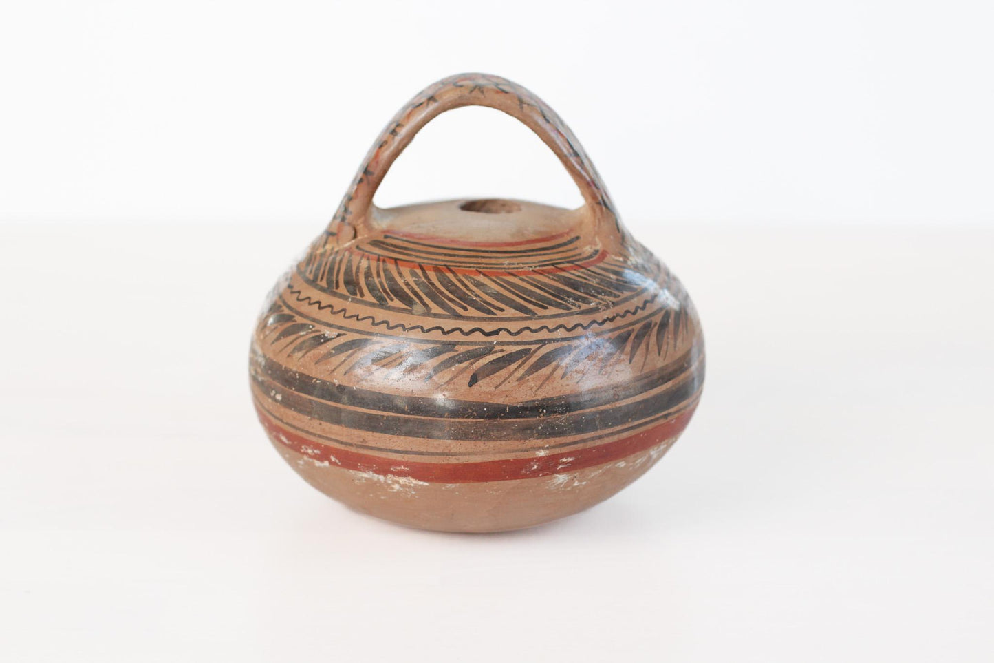 Vintage Mexican Tonala Pottery Round Vessel