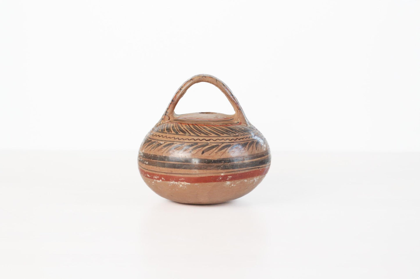 Vintage Mexican Tonala Pottery Round Vessel
