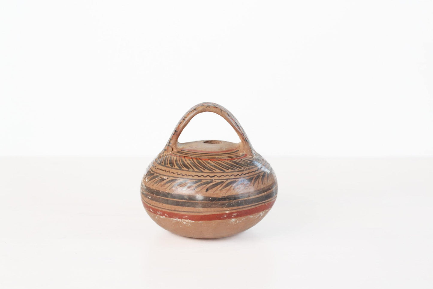 Vintage Mexican Tonala Pottery Round Vessel