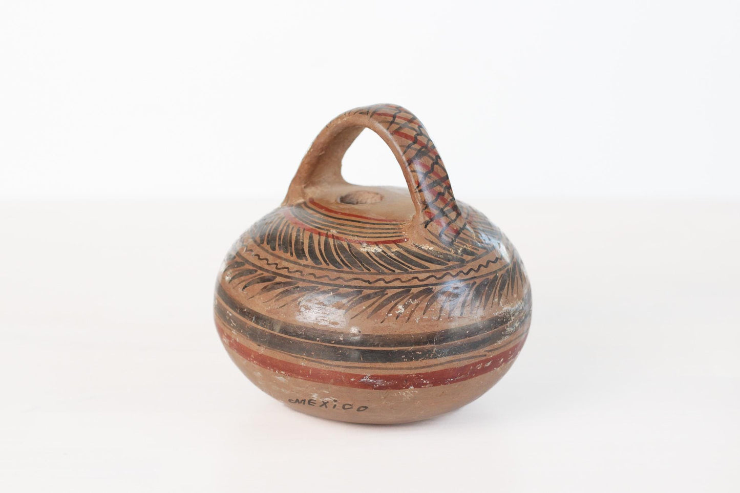 Vintage Mexican Tonala Pottery Round Vessel