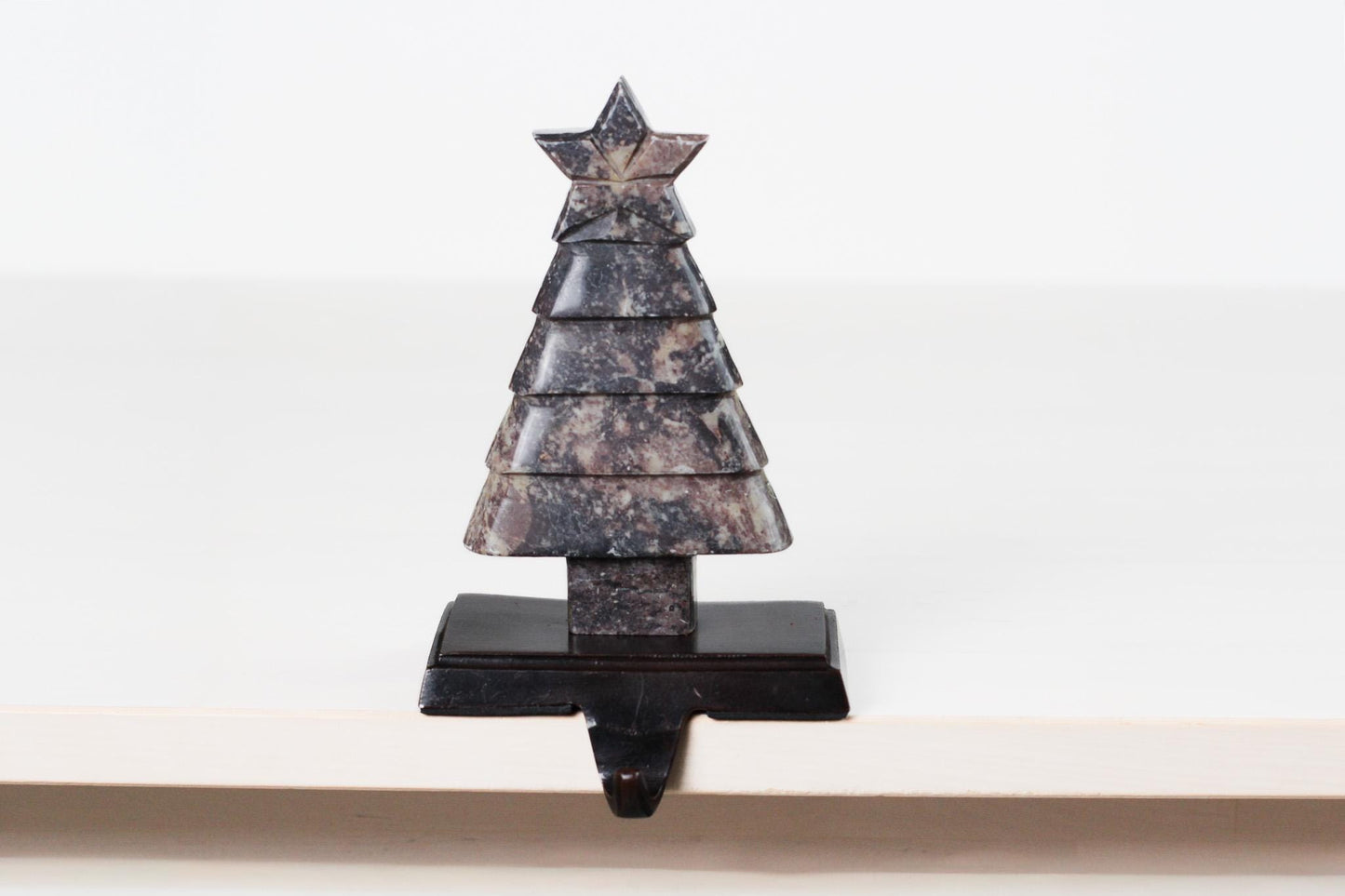 Vintage Carved Soapstone Christmas Tree Stocking Holder
