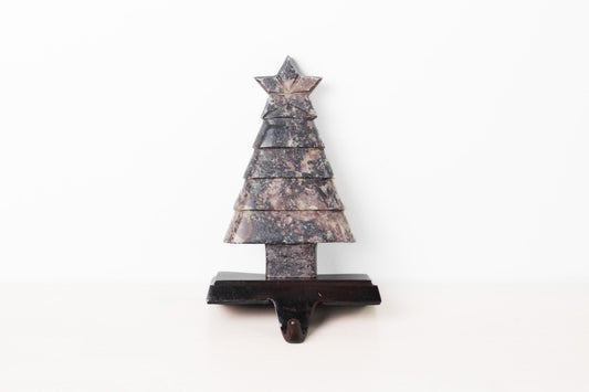 Vintage Carved Soapstone Christmas Tree Stocking Holder
