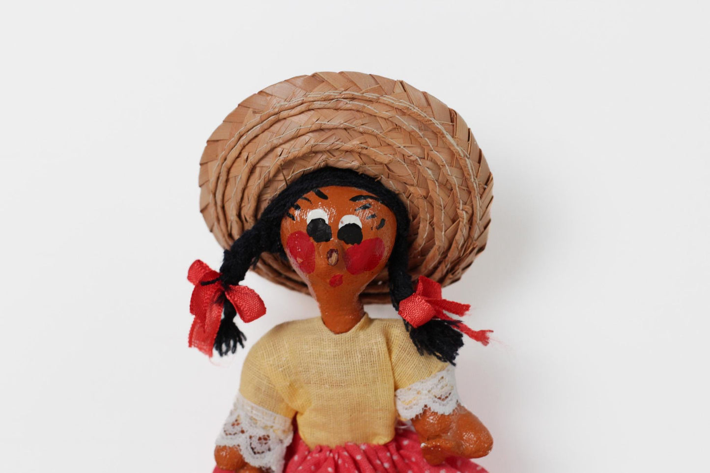 Vintage Mexican Folk Art Doll 7" Tall