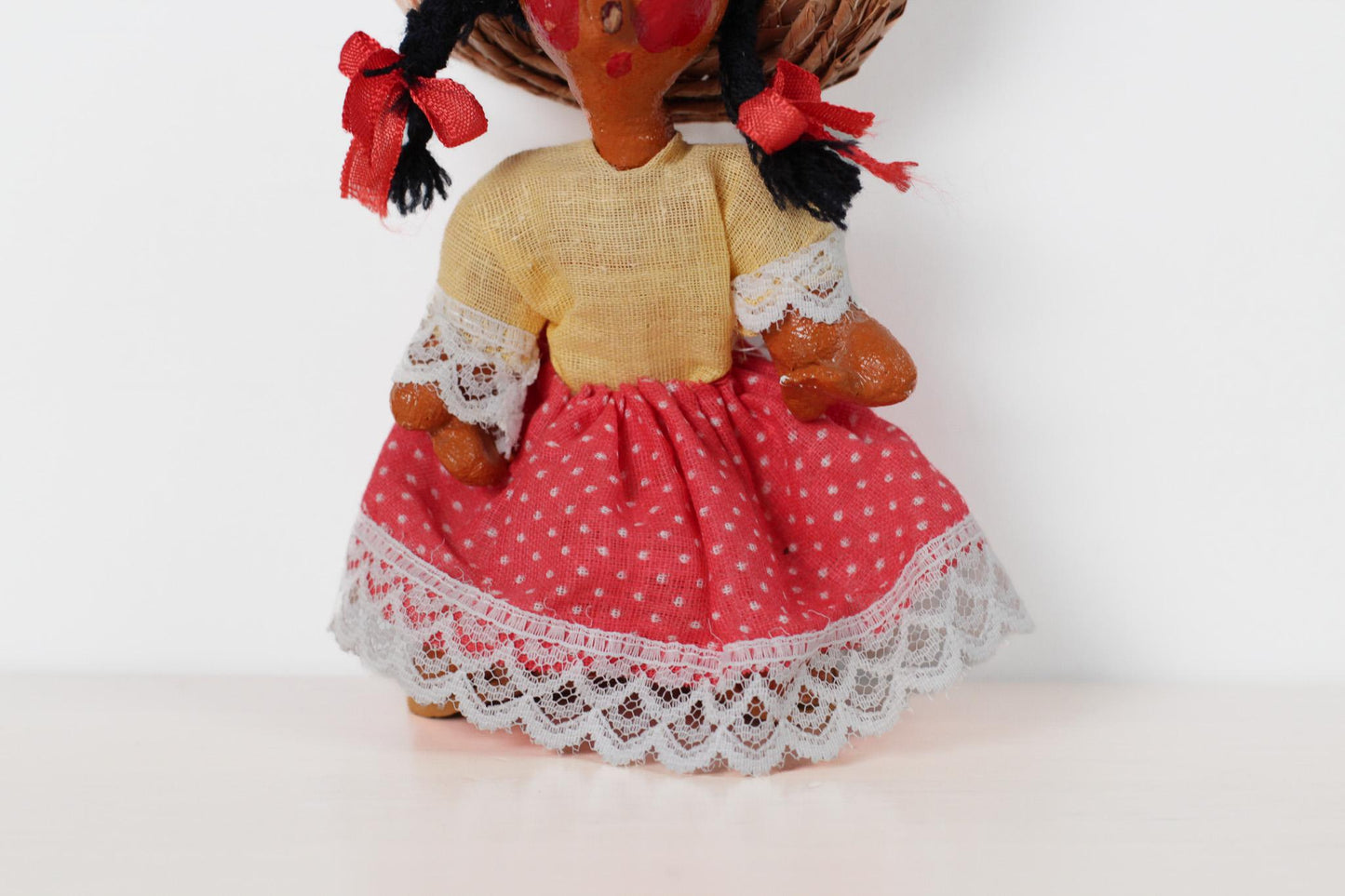 Vintage Mexican Folk Art Doll 7" Tall