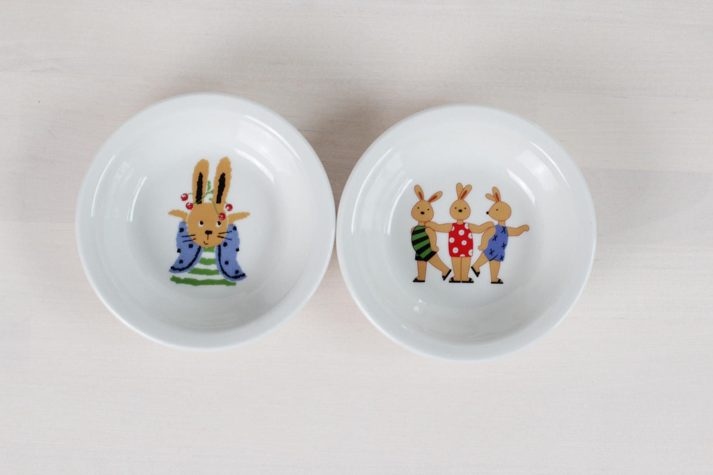 Vintage French Porcelain Bunny Bowls | Yves Deshoulières x Catimini