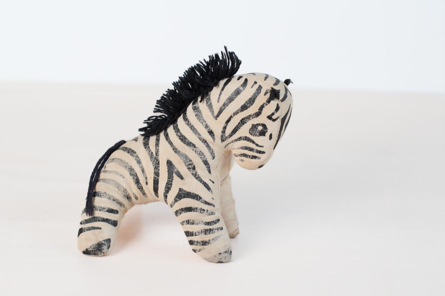 Vintage Stuffed Zebra | Mid-Century Plush Toy