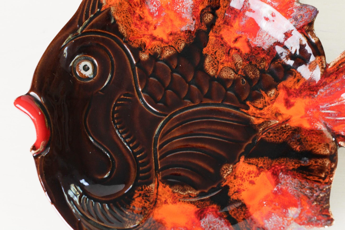 Vintage Vallauris French Pottery Fish Platter | Mid-Century Provençal Ceramic