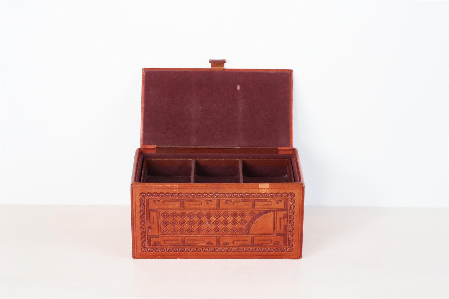 Vintage Mexican Hand Tooled Leather Box