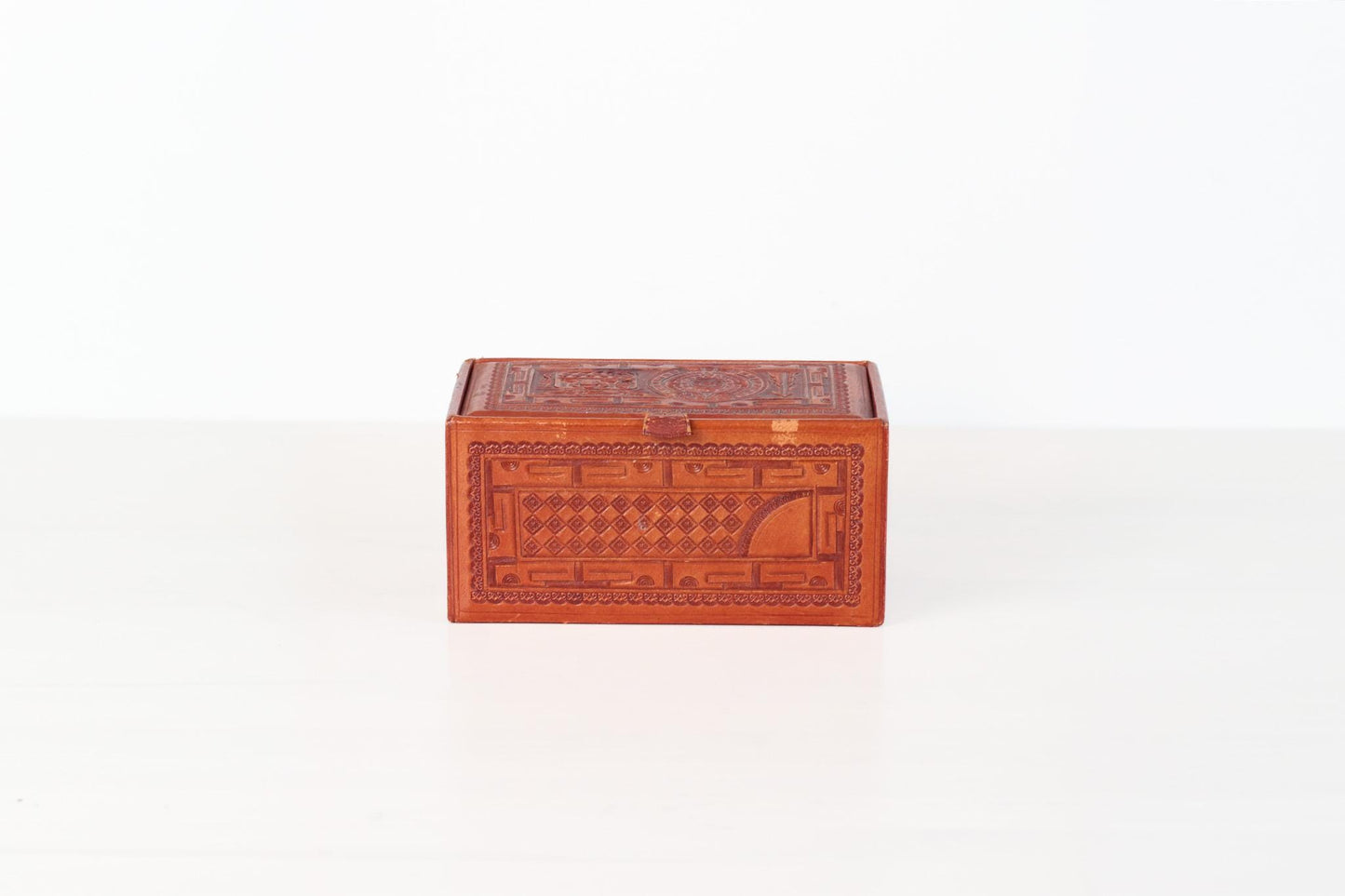 Vintage Mexican Hand Tooled Leather Box