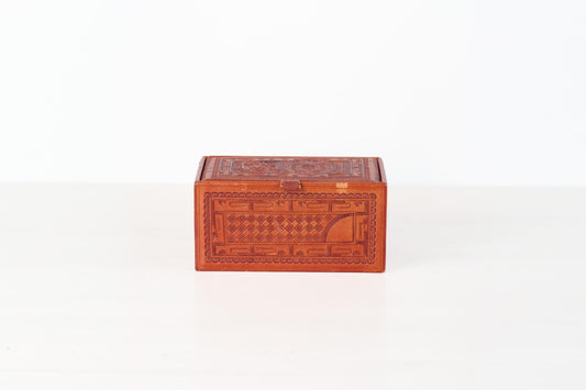 Vintage Mexican Hand Tooled Leather Box