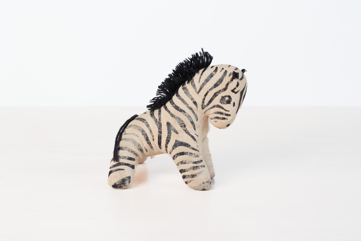 Vintage Stuffed Zebra | Mid-Century Plush Toy