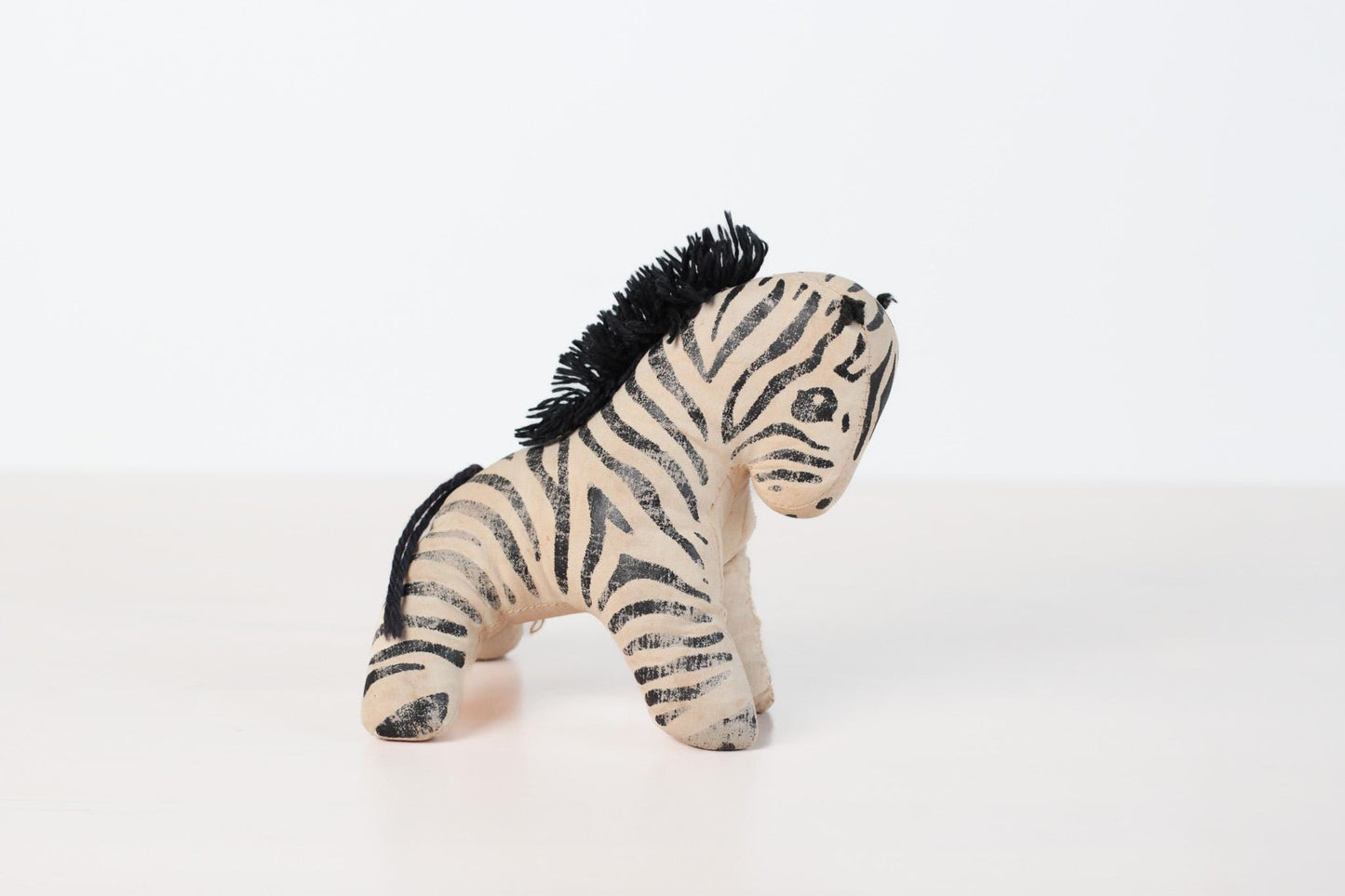 Vintage Stuffed Zebra | Mid-Century Plush Toy