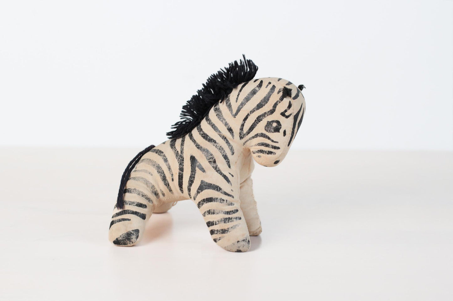 Vintage Stuffed Zebra | Mid-Century Plush Toy