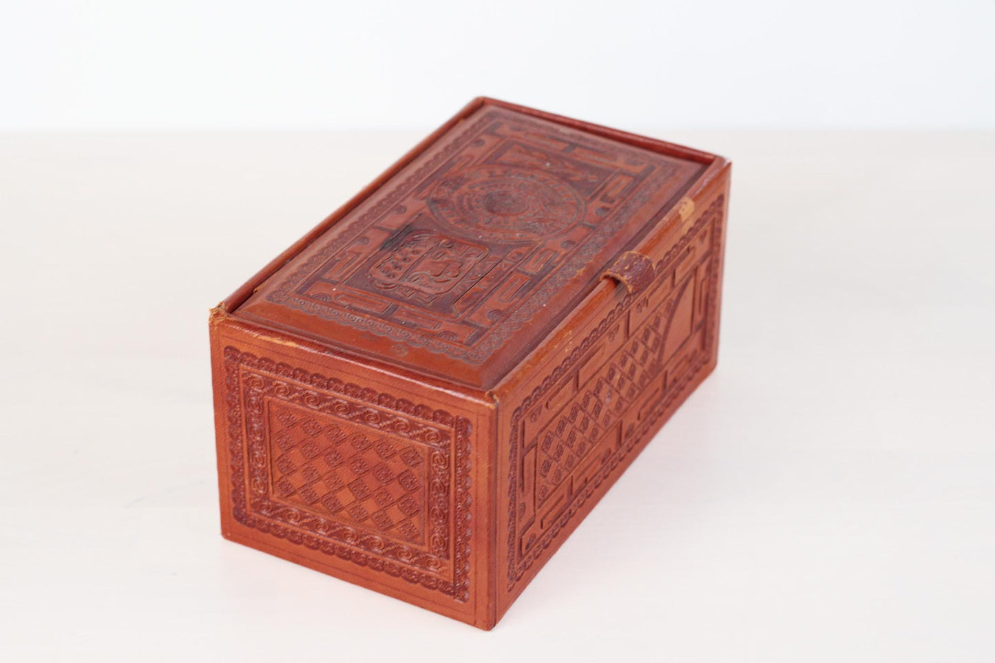 Vintage Mexican Hand Tooled Leather Box