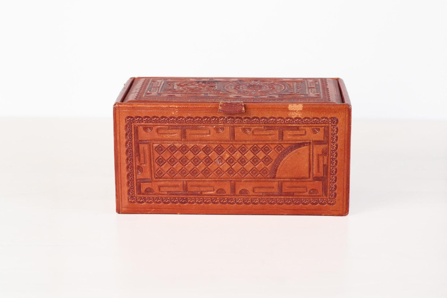 Vintage Mexican Hand Tooled Leather Box