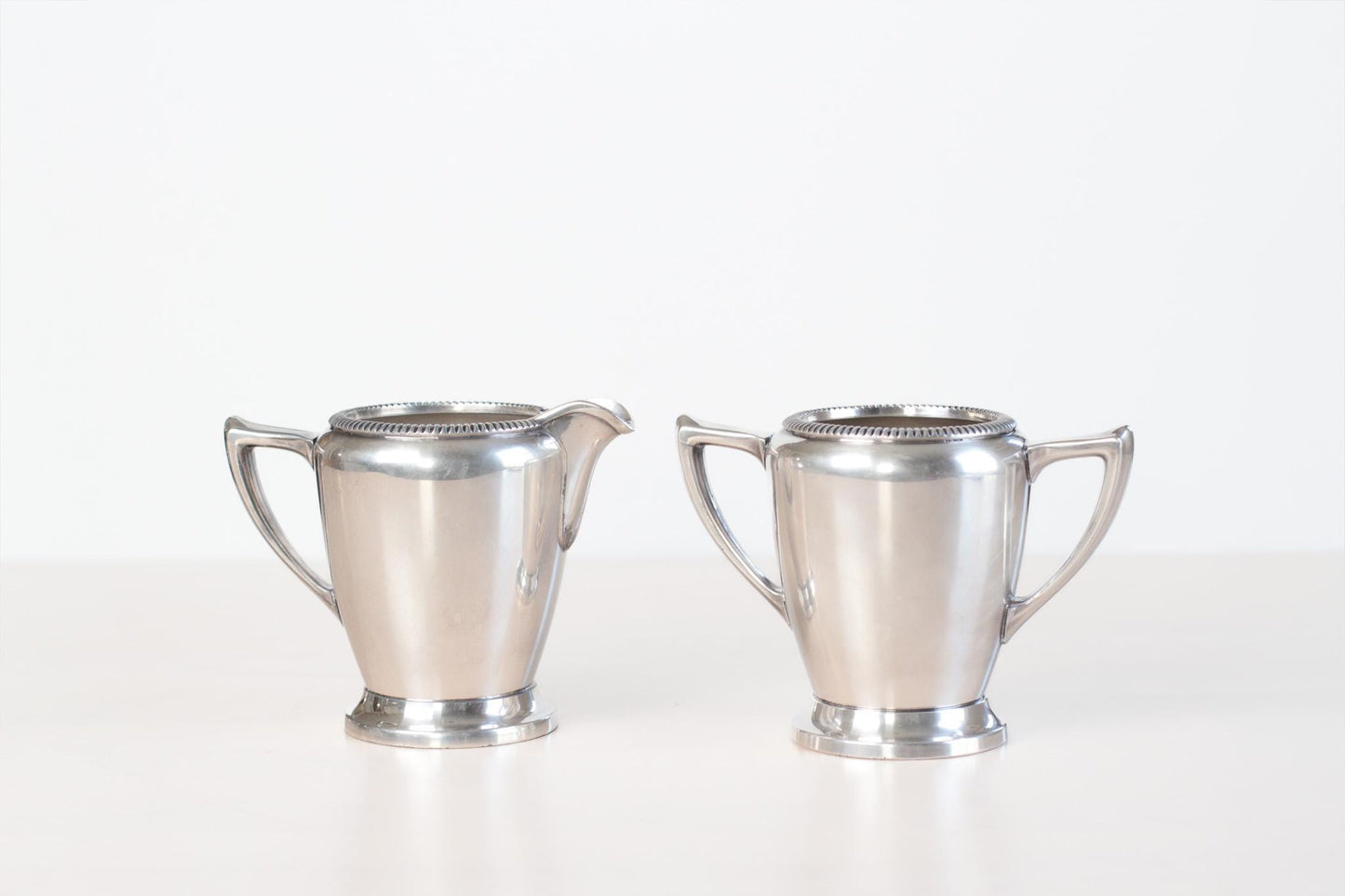 Vintage Poole Silver Hotel Ware Creamer & Sugar Set | EPNS Silver Plate