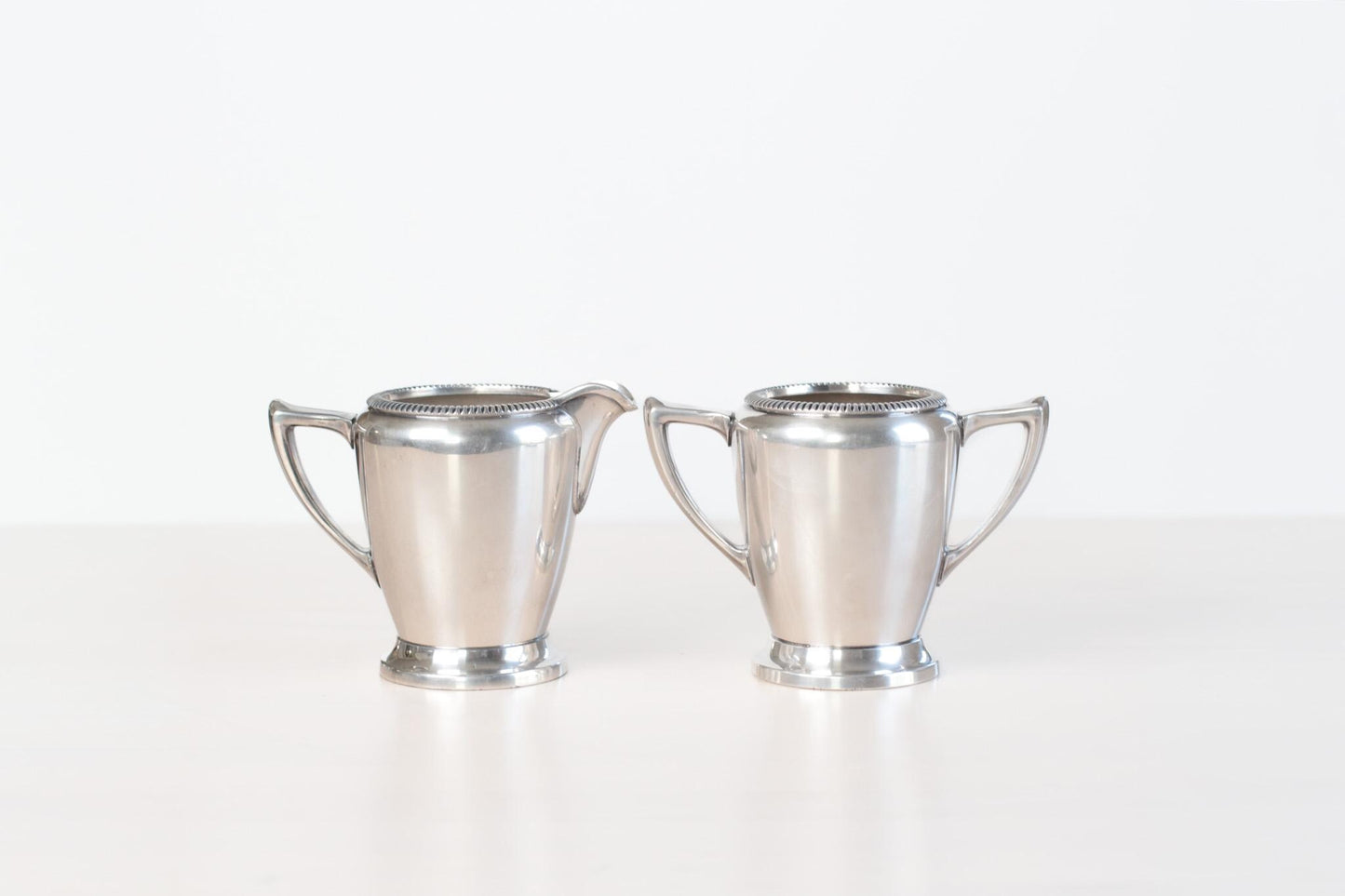 Vintage Poole Silver Hotel Ware Creamer & Sugar Set | EPNS Silver Plate