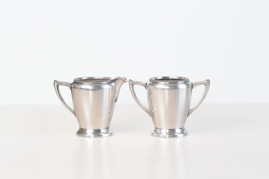 Vintage Poole Silver Hotel Ware Creamer & Sugar Set | EPNS Silver Plate