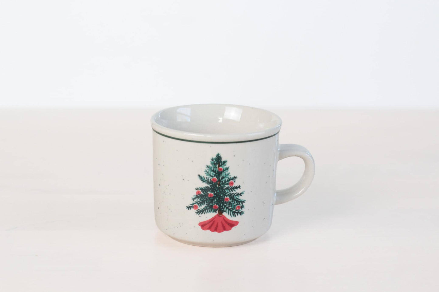 Vintage Christmas Tree Stoneware Mug | Folk Craft Holiday